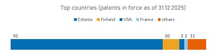 Top countries (patents in force as at 31 December 2025) 